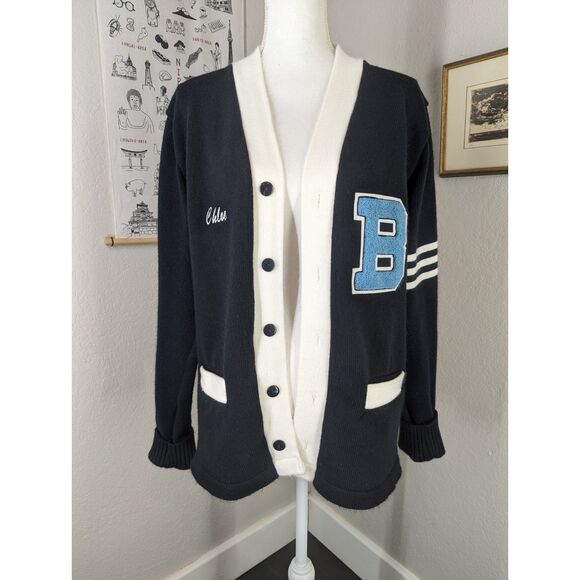 Academia Preppy High School Logo Raiderettes Cardigan Blue Button Size Wms S - Picture 2 of 13
